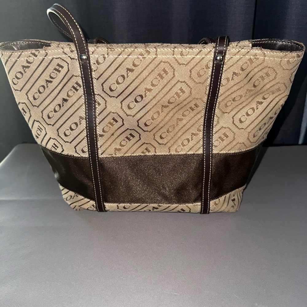 Coach Signature Brown and Tan Tote
